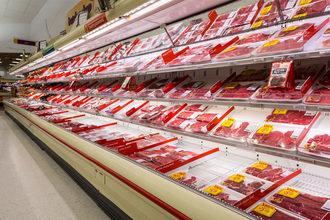 Meat aisle in a supermarket